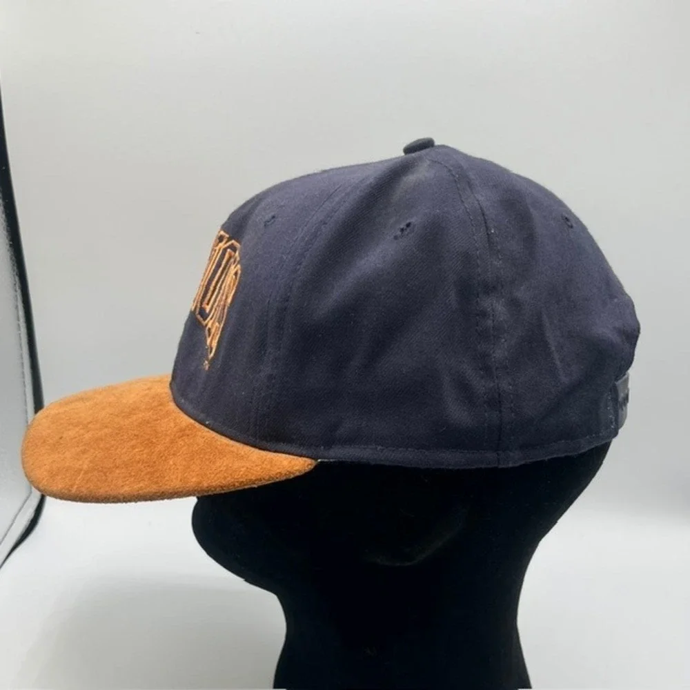 Vintage Illinois Fighting Illini Snapback Hat Navy Brown Suede Brim Made in USA